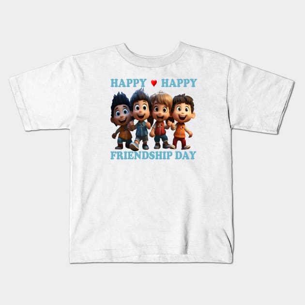 Happy Friendship Day Kids T-Shirt by TooplesArt